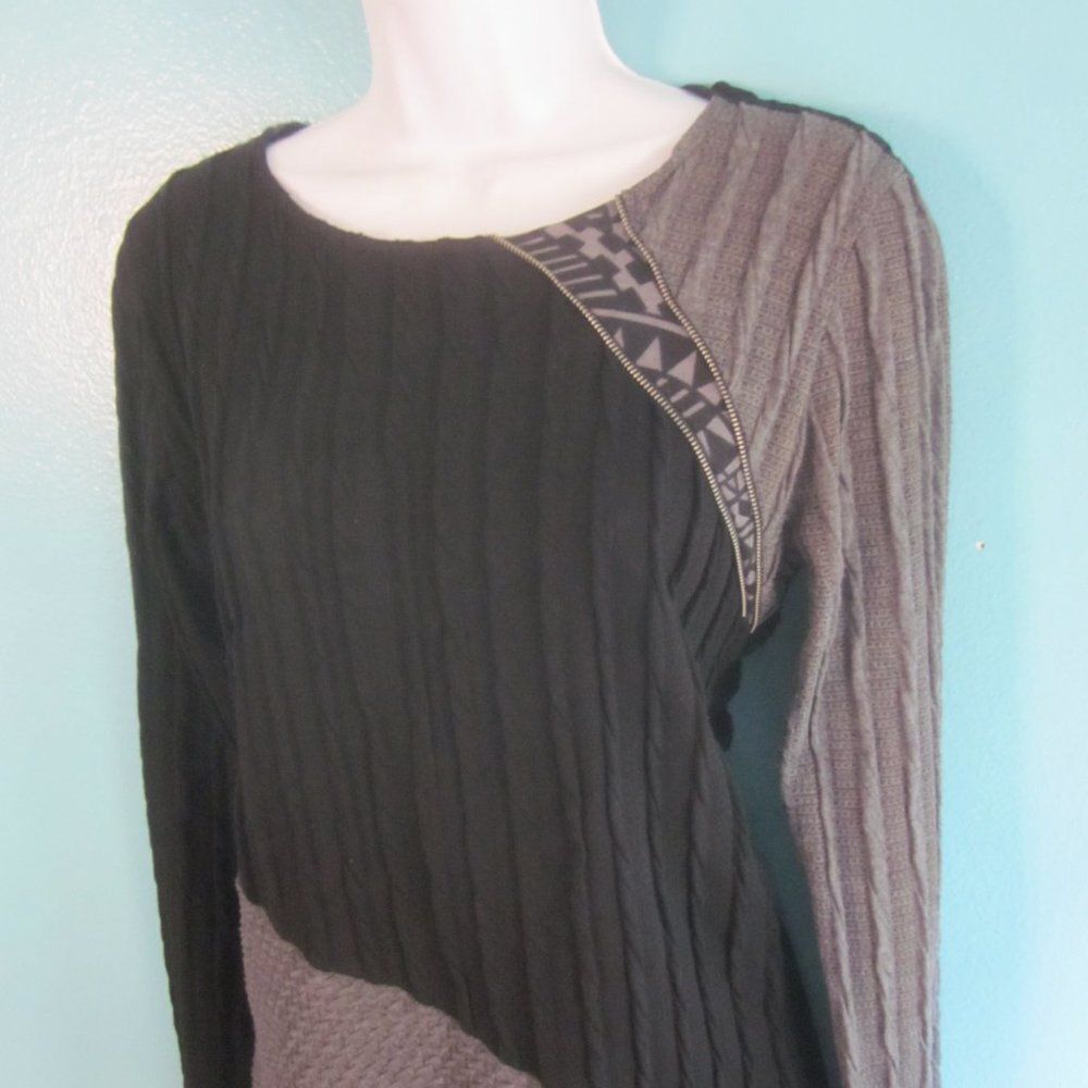 ANAC by Kimi Size S Long Sleeve Black Gray Textured Pullover Knit Top 34" Bust